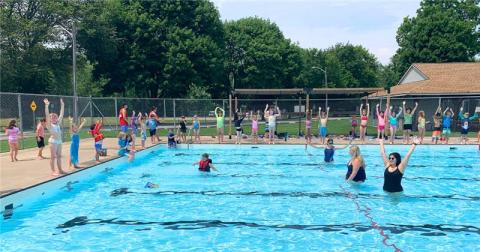 Kids swimming in pool