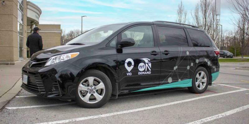 A Niagara Regional Transit van parked at the Community Centre.